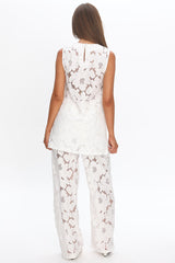 Belmara 3D Floral Lace Pants White