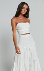 Schiffer Two Piece Set - Strapless Top and Tiered Midi Skirt in White