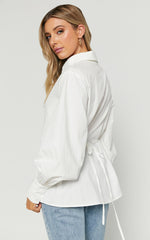 Tansu Long Sleeve Tie Back Shirt in White