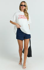 Wella Top - Oversized Cool It Cowboy Tee in White