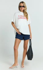 Wella Top - Oversized Cool It Cowboy Tee in White