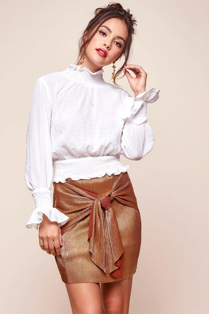 Nicole Cropped Puffy Top White
